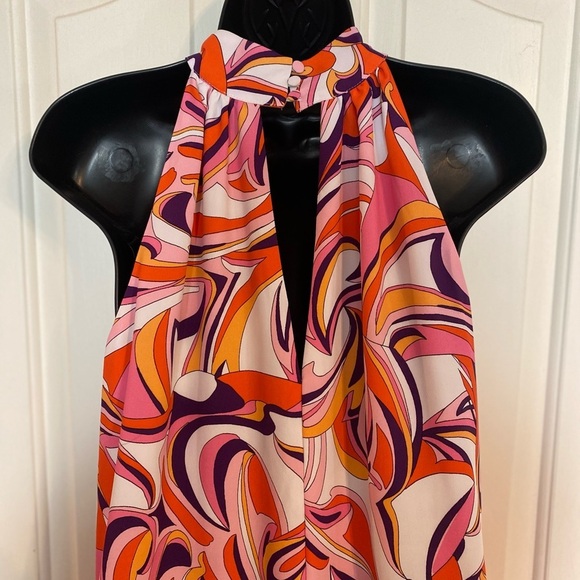 “EXPRESS” Retro Swirl Halter Neck Maxi Dress - Picture 9 of 13